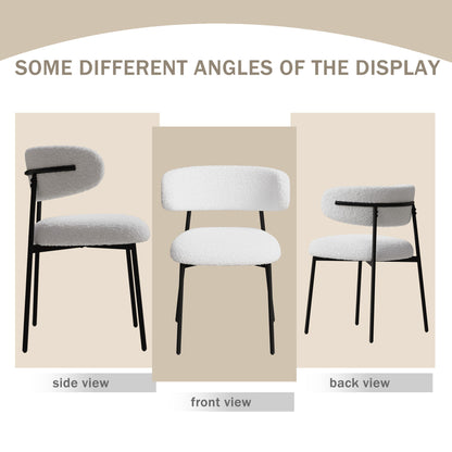 dining chairs set of 2 white , medieval modern dining chairs, teddy velvet chairs with metal legs, kitchen, easy to assemble suitable for home and office use