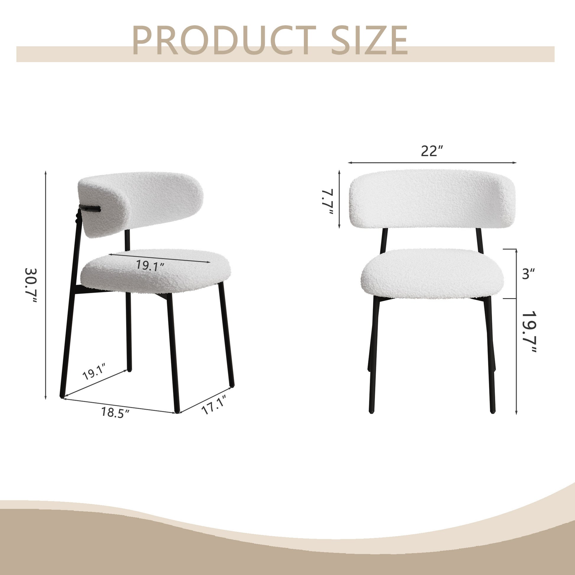 dining chairs set of 2 white , medieval modern dining chairs, teddy velvet chairs with metal legs, kitchen, easy to assemble suitable for home and office use
