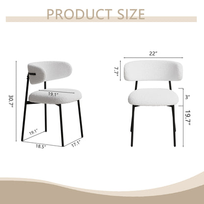 dining chairs set of 2 white , medieval modern dining chairs, teddy velvet chairs with metal legs, kitchen, easy to assemble suitable for home and office use