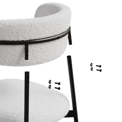 dining chairs set of 2 white , medieval modern dining chairs, teddy velvet chairs with metal legs, kitchen, easy to assemble suitable for home and office use