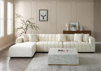 Modern Velvet L-Shape Sectional Sofa with Deep Tufting.