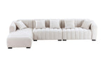 Modern Velvet L-Shape Sectional Sofa with Deep Tufting.