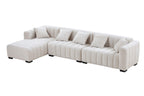 Modern Velvet L-Shape Sectional Sofa with Deep Tufting.