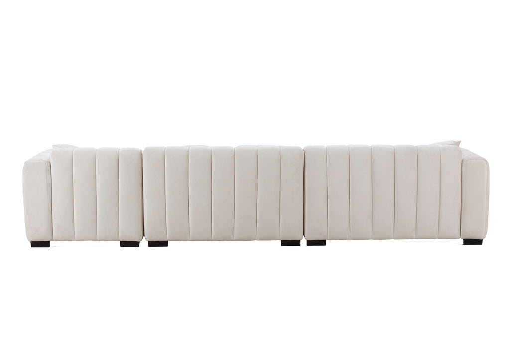 Modern Velvet L-Shape Sectional Sofa with Deep Tufting.
