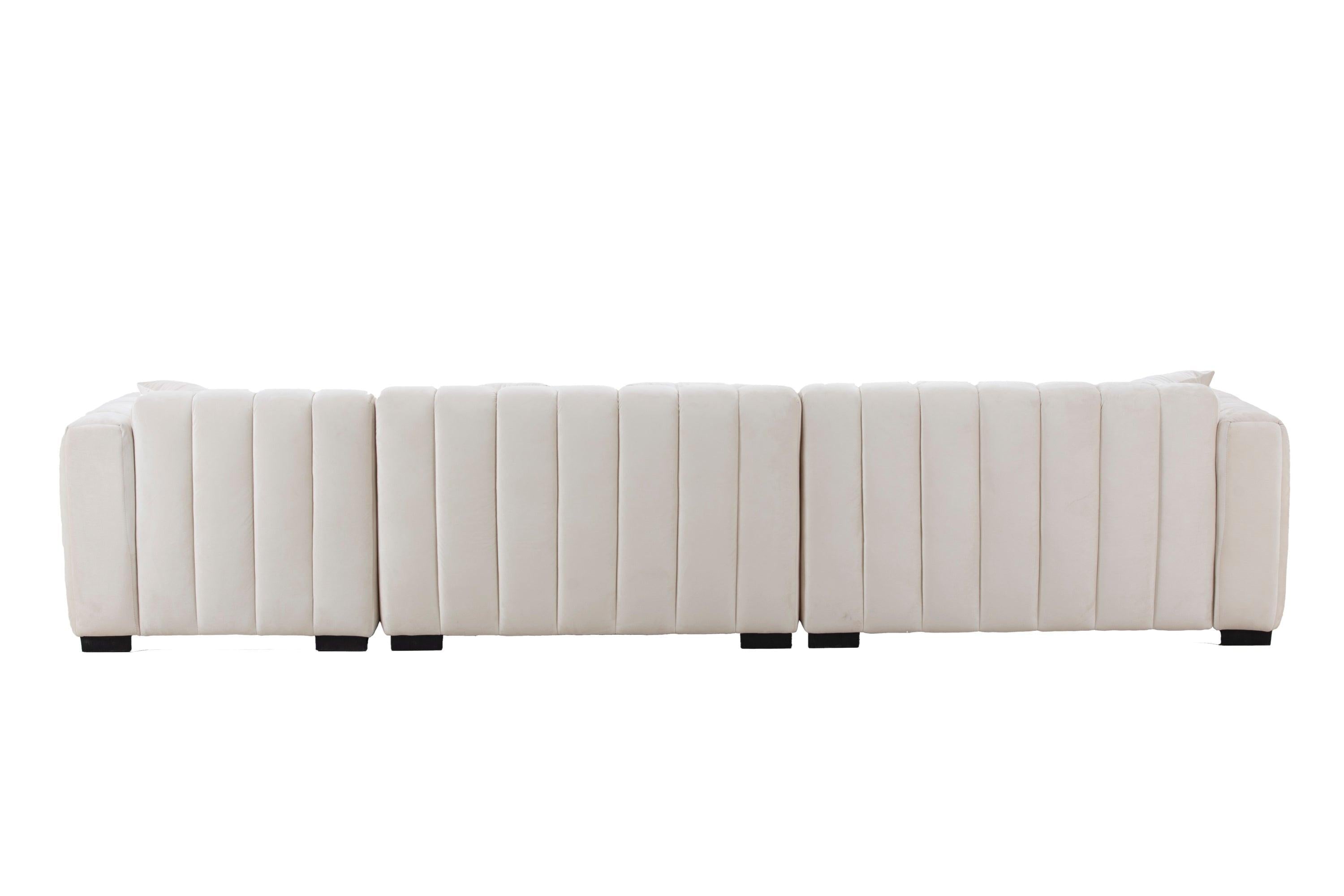 Modern Velvet L-Shape Sectional Sofa with Deep Tufting.