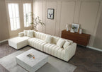 Modern Velvet L-Shape Sectional Sofa with Deep Tufting.