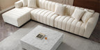 Modern Velvet L-Shape Sectional Sofa with Deep Tufting.
