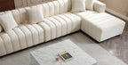 Modern Velvet L-Shape Sectional Sofa with Deep Tufting.