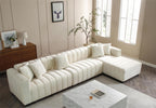 Modern Velvet L-Shape Sectional Sofa with Deep Tufting.