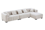 Modern Velvet L-Shape Sectional Sofa with Deep Tufting.