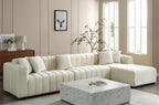 Modern Velvet L-Shape Sectional Sofa with Deep Tufting.