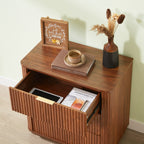 3 Drawers Drasser 2PCS, 27.6'' Wide Modern Chest of Drawers Curved wave Design,Nightstand,Wood Drawer Organizer for Bedroom, Living Room, Hallway, Walnut,27.6''W x 15.8''D x 27.4''H.