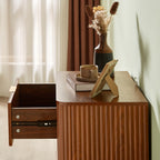 3 Drawers Drasser 2PCS, 27.6'' Wide Modern Chest of Drawers Curved wave Design,Nightstand,Wood Drawer Organizer for Bedroom, Living Room, Hallway, Walnut,27.6''W x 15.8''D x 27.4''H.