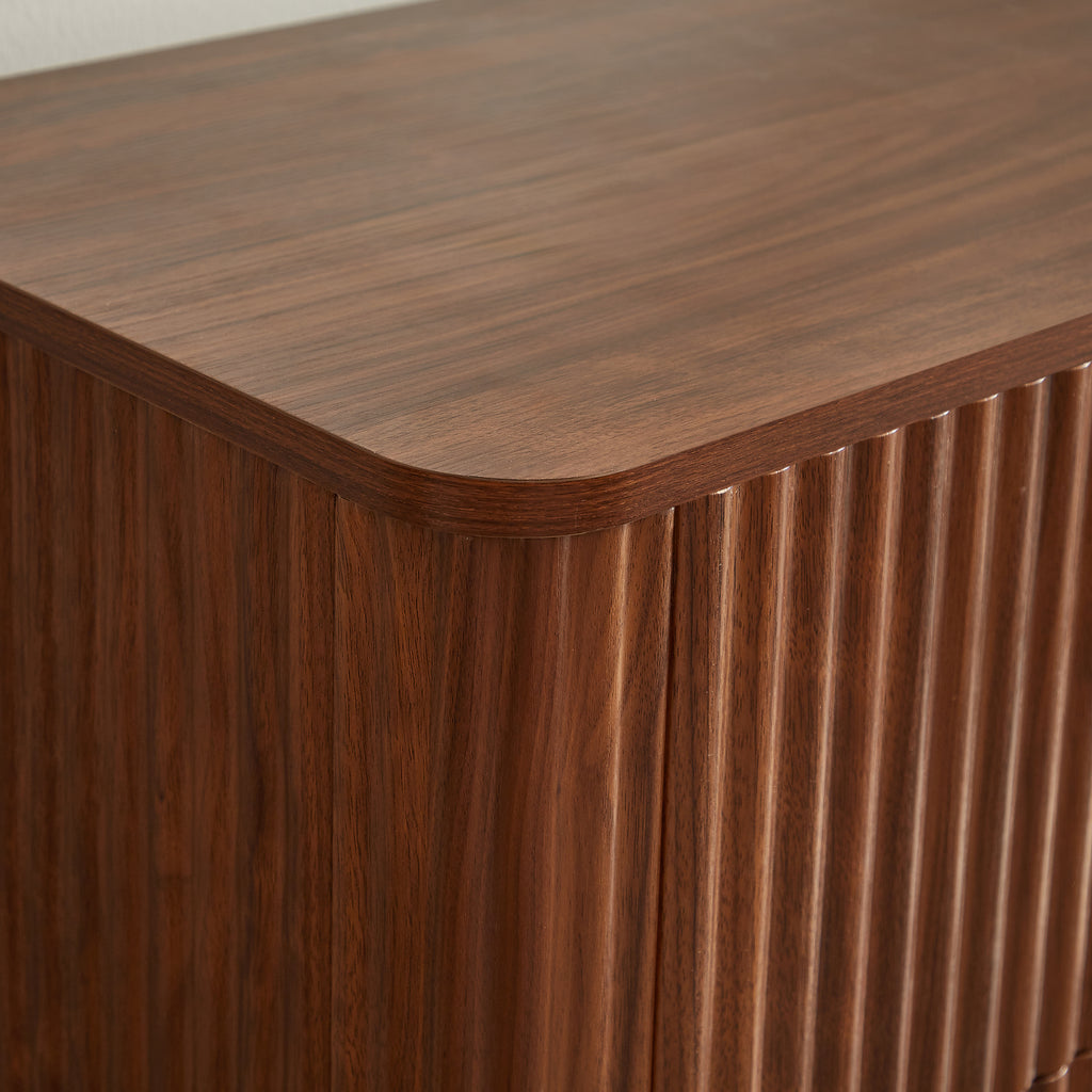 3 Drawers Drasser 2PCS, 27.6'' Wide Modern Chest of Drawers Curved wave Design,Nightstand,Wood Drawer Organizer for Bedroom, Living Room, Hallway, Walnut,27.6''W x 15.8''D x 27.4''H.