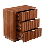 3 Drawers Drasser 2PCS, 27.6'' Wide Modern Chest of Drawers Curved wave Design,Nightstand,Wood Drawer Organizer for Bedroom, Living Room, Hallway, Walnut,27.6''W x 15.8''D x 27.4''H.