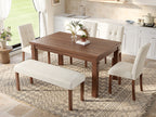6-Piece Modern Dining Set, Rectangle Kitchen Table with 4 Upholstered Chairs & Bench, Ideal for Dining Room and Living Room, (Easy Assembly, Space Saving) Dining Table Set