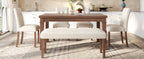 6-Piece Modern Dining Set, Rectangle Kitchen Table with 4 Upholstered Chairs & Bench, Ideal for Dining Room and Living Room, (Easy Assembly, Space Saving) Dining Table Set
