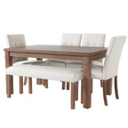 6-Piece Modern Dining Set, Rectangle Kitchen Table with 4 Upholstered Chairs & Bench, Ideal for Dining Room and Living Room, (Easy Assembly, Space Saving) Dining Table Set
