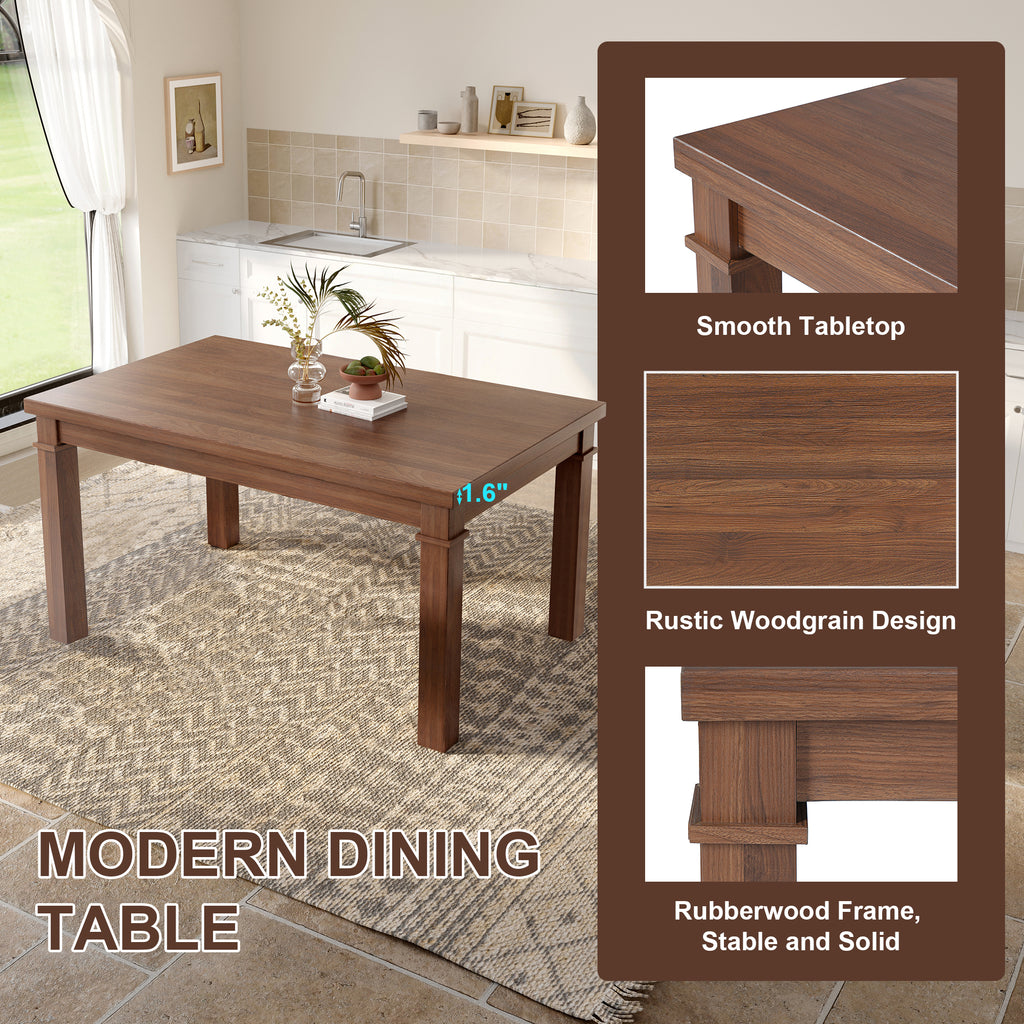 6-Piece Modern Dining Set, Rectangle Kitchen Table with 4 Upholstered Chairs & Bench, Ideal for Dining Room and Living Room, (Easy Assembly, Space Saving) Dining Table Set