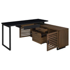 Rodger Black Walnut L-Shape Office Computer Desk.