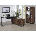 Rodger Black Walnut L-Shape Office Computer Desk.