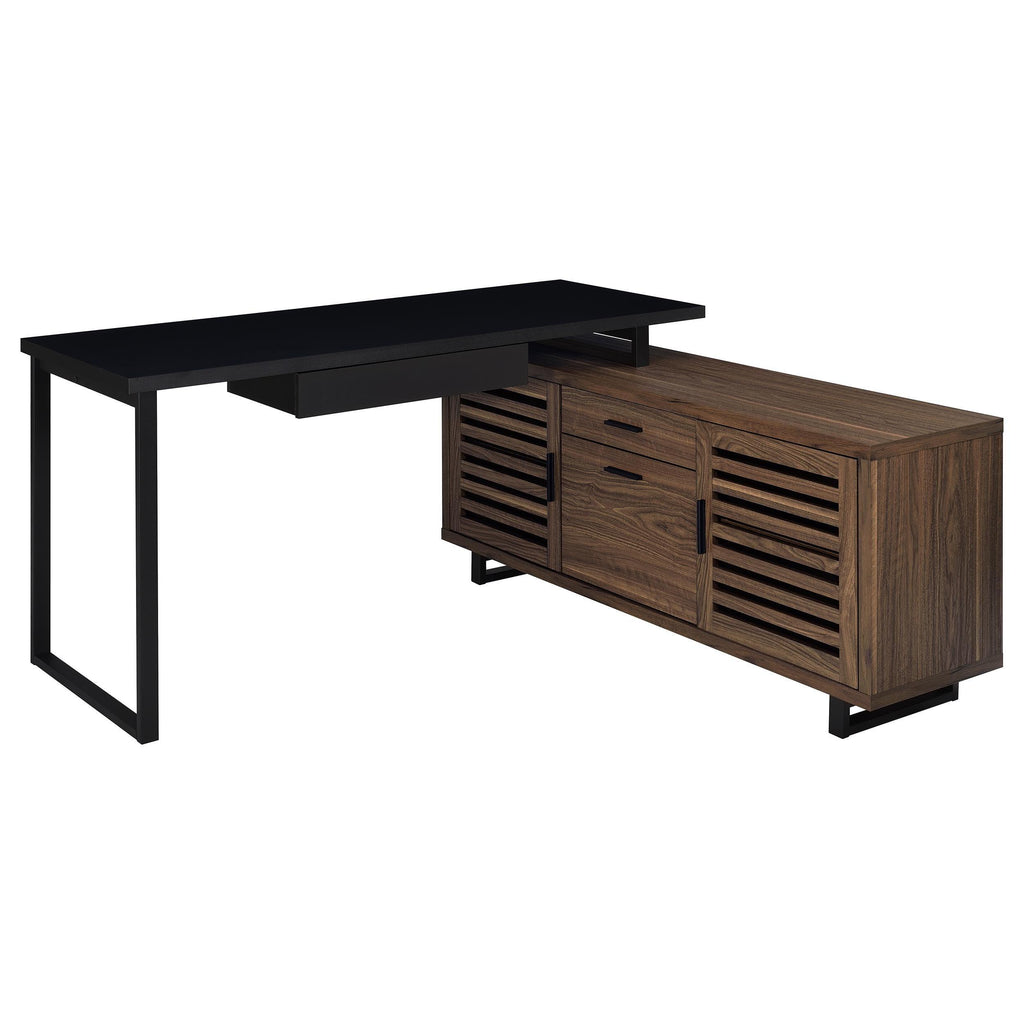 Rodger Black Walnut L-Shape Office Computer Desk.