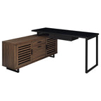 Rodger Black Walnut L-Shape Office Computer Desk.