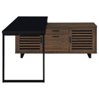 Rodger Black Walnut L-Shape Office Computer Desk.