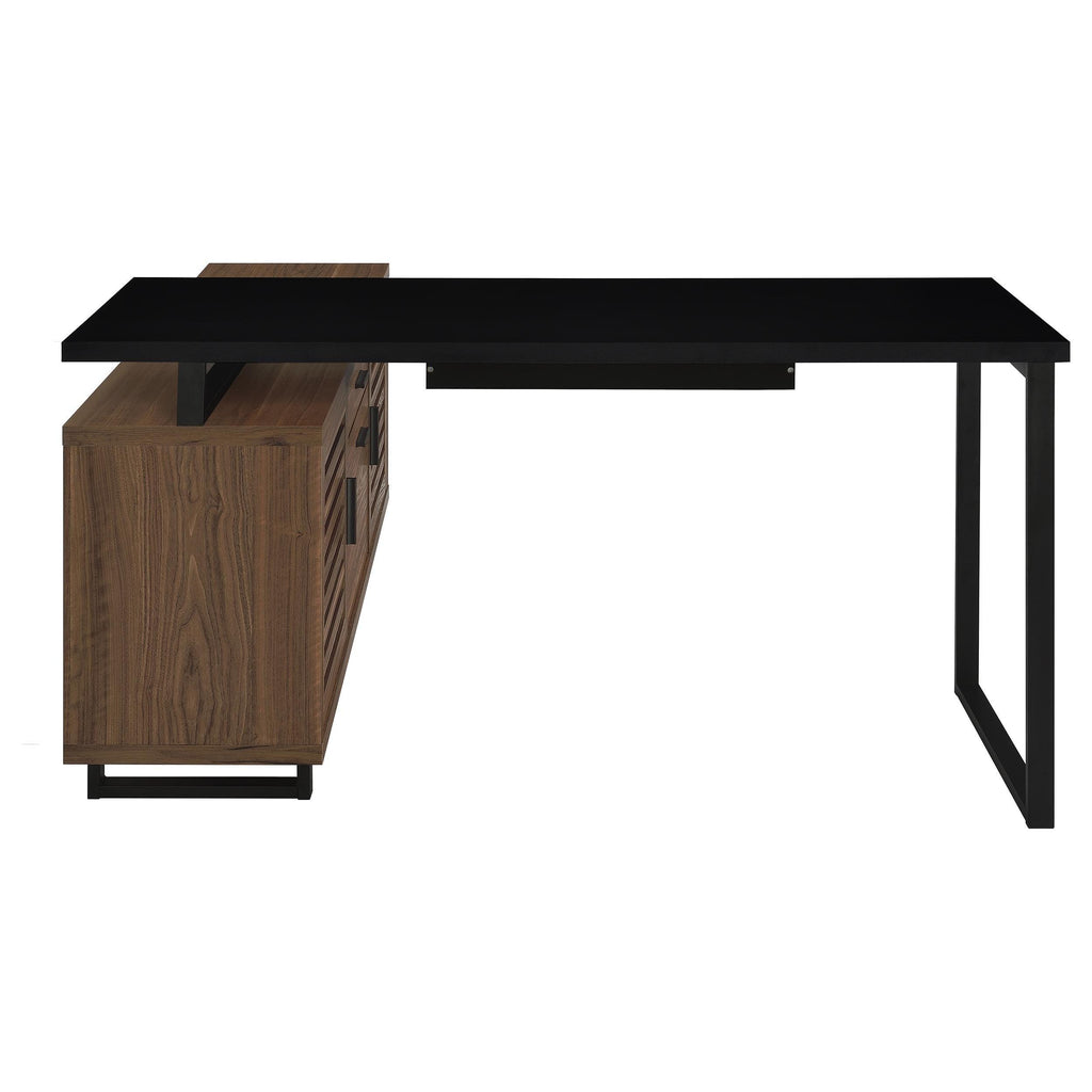 Rodger Black Walnut L-Shape Office Computer Desk.