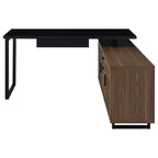 Rodger Black Walnut L-Shape Office Computer Desk.