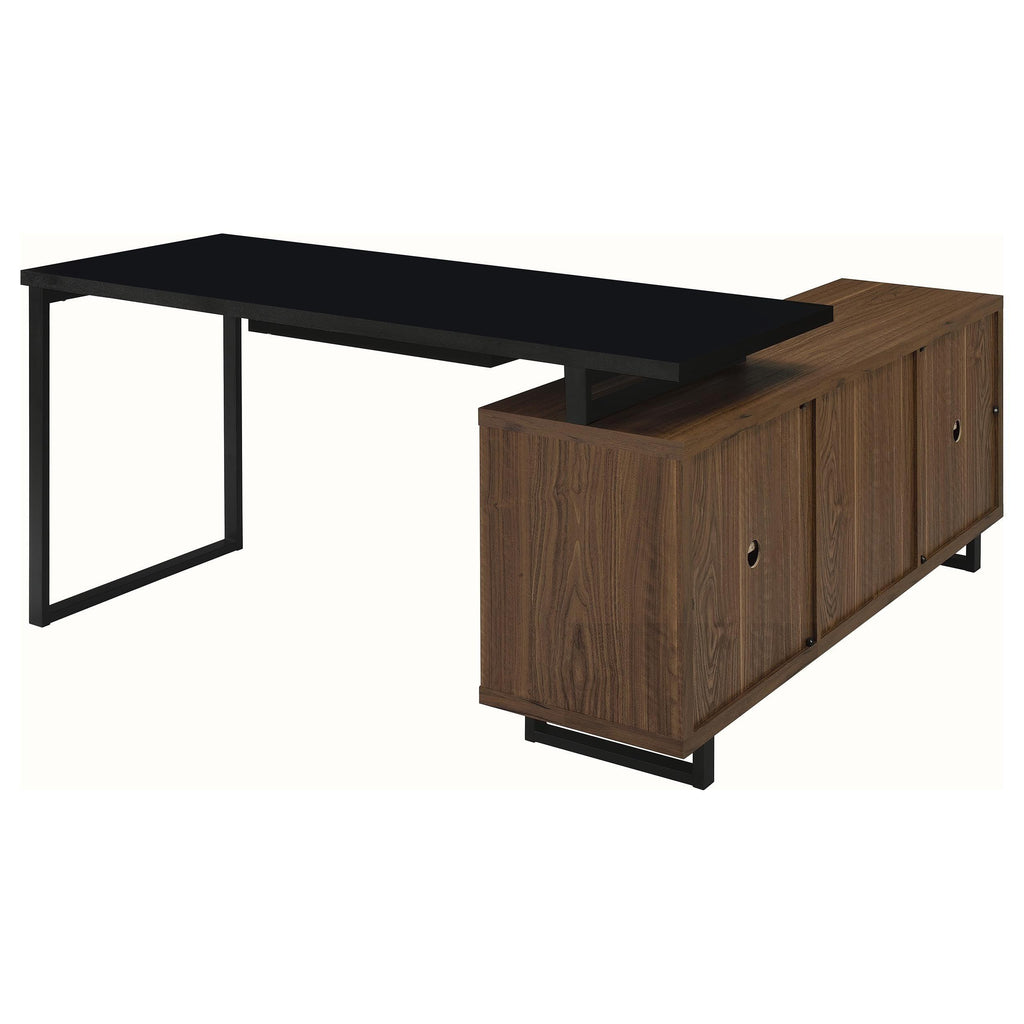 Rodger Black Walnut L-Shape Office Computer Desk.