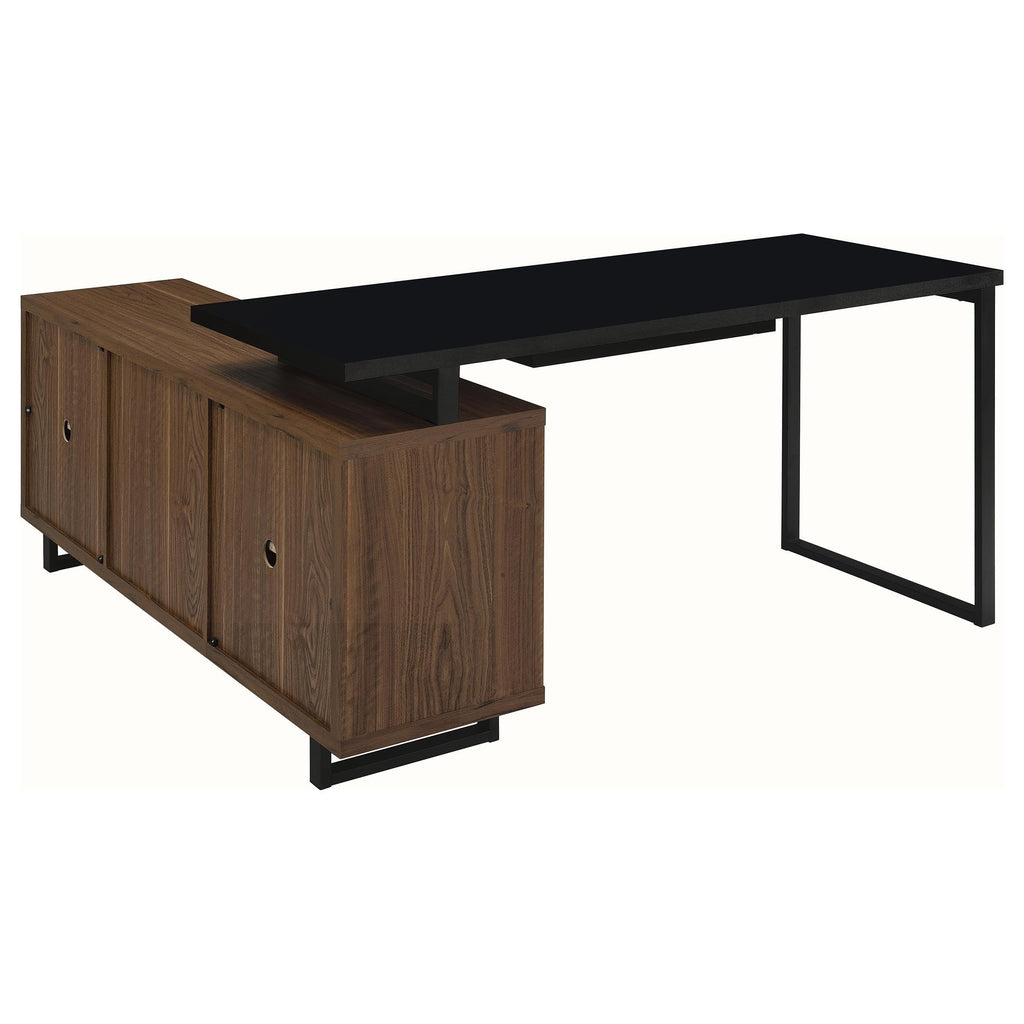 Rodger Black Walnut L-Shape Office Computer Desk.