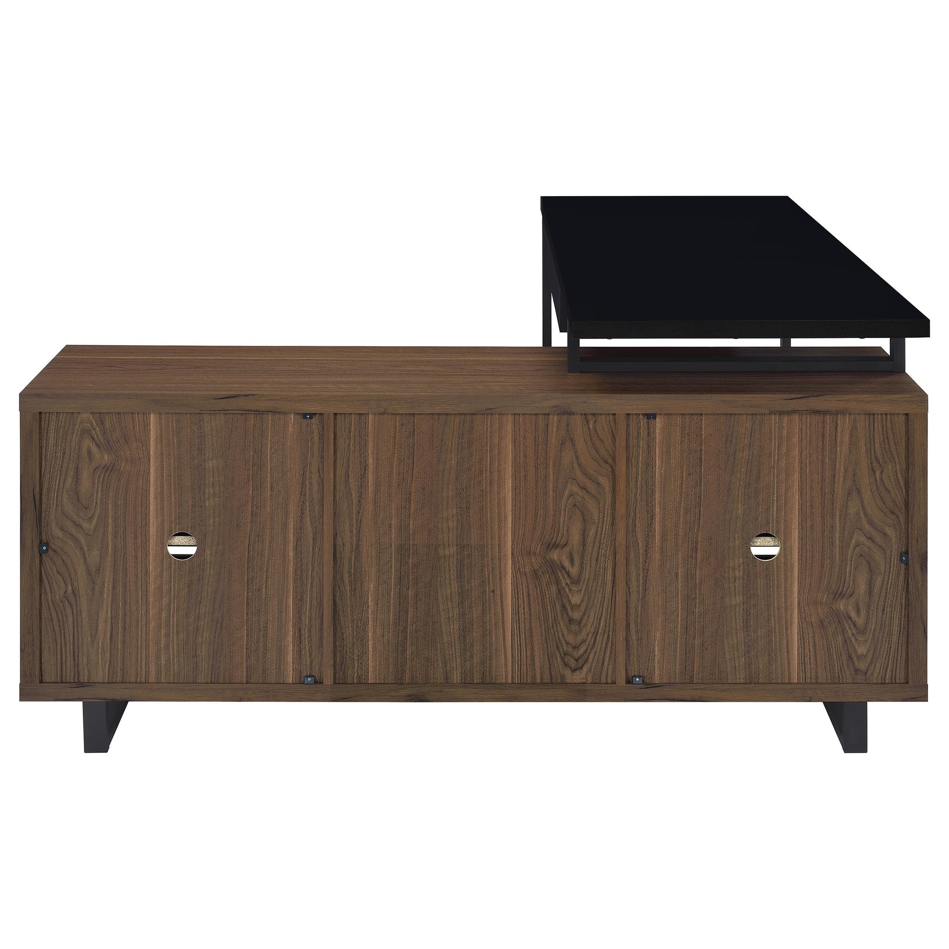 Rodger Black and Walnut L-Shape Office Computer Desk Desk