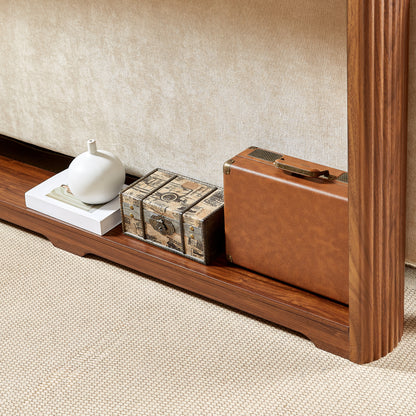 70.1'corrugated texture storage table for entranceways, narrow wooden console sofa table, can be placed behind the sofa, suitable for entranceways, corridors, and front door.Walnut.70.1'L*8.7'W*35.5'H