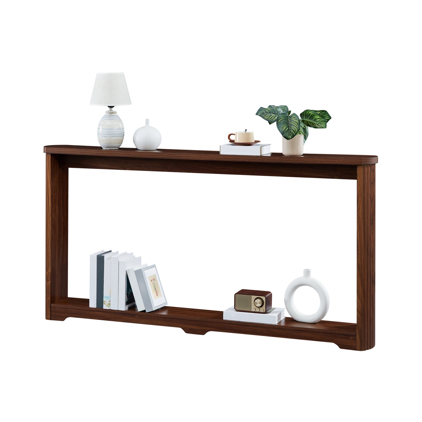 70.1'corrugated texture storage table for entranceways, narrow wooden console sofa table, can be placed behind the sofa, suitable for entranceways, corridors, and front door.Walnut.70.1'L*8.7'W*35.5'H