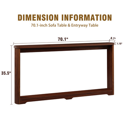70.1'corrugated texture storage table for entranceways, narrow wooden console sofa table, can be placed behind the sofa, suitable for entranceways, corridors, and front door.Walnut.70.1'L*8.7'W*35.5'H