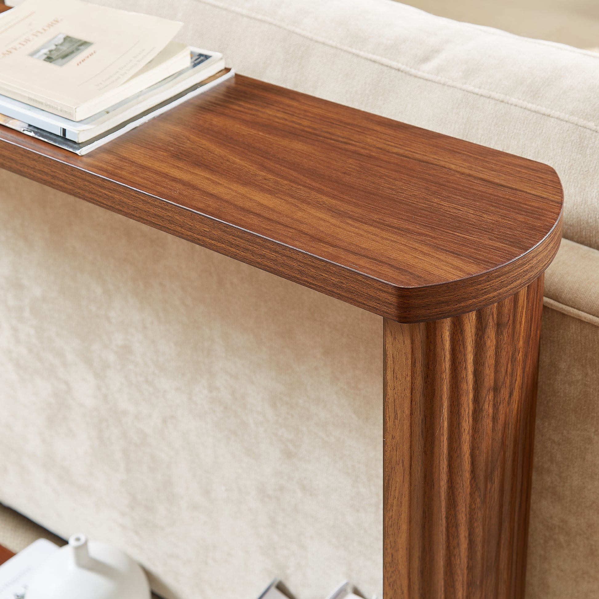 70.1'corrugated texture storage table for entranceways, narrow wooden console sofa table, can be placed behind the sofa, suitable for entranceways, corridors, and front door.Walnut.70.1'L*8.7'W*35.5'H