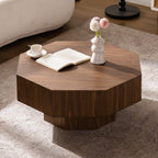 30.51 inch Coffee table Wooden Octagonal-Shaped for Living Room Walnut Suitable for Bedroom, Living Room, Office Coffee Table