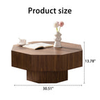 30.51 inch Coffee table Wooden Octagonal-Shaped for Living Room Walnut Suitable for Bedroom, Living Room, Office Coffee Table