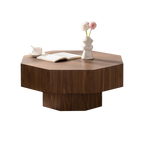 30.51 inch Coffee table Wooden Octagonal-Shaped for Living Room Walnut Suitable for Bedroom, Living Room, Office Coffee Table
