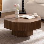 30.51 inch Coffee table Wooden Octagonal-Shaped for Living Room Walnut Suitable for Bedroom, Living Room, Office Coffee Table