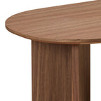 Length 39.37 Inch Modern Coffee Table,MDF Oval Coffee Table for Living Room,Small Coffee Table with Sturdy Pedestal for Apartment,Bedroom,Walnut