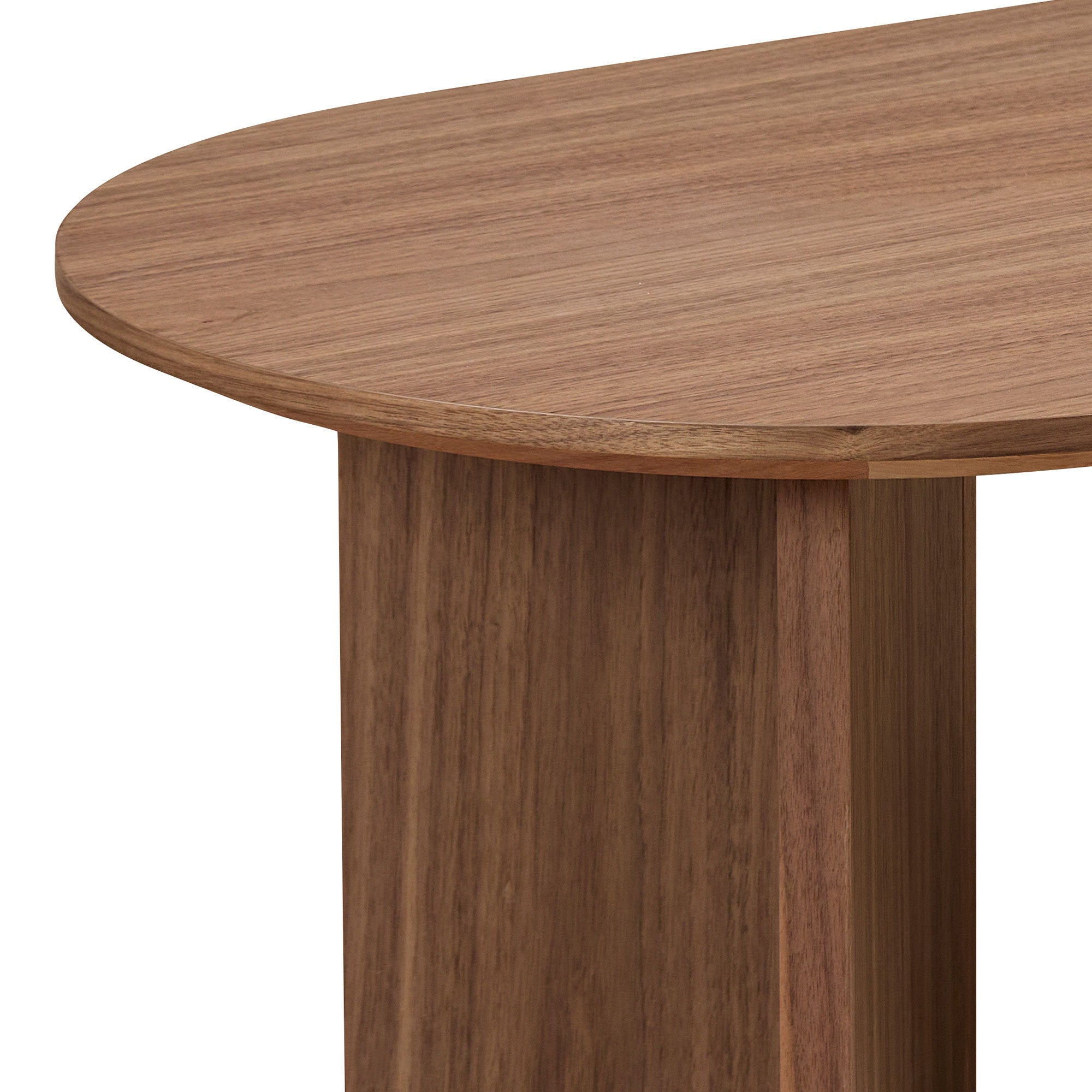 Length 39.37 Inch Modern Coffee Table,MDF Oval Coffee Table for Living Room,Small Coffee Table with Sturdy Pedestal for Apartment,Bedroom,Walnut