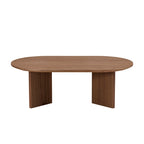 Length 39.37 Inch Modern Coffee Table,MDF Oval Coffee Table for Living Room,Small Coffee Table with Sturdy Pedestal for Apartment,Bedroom,Walnut