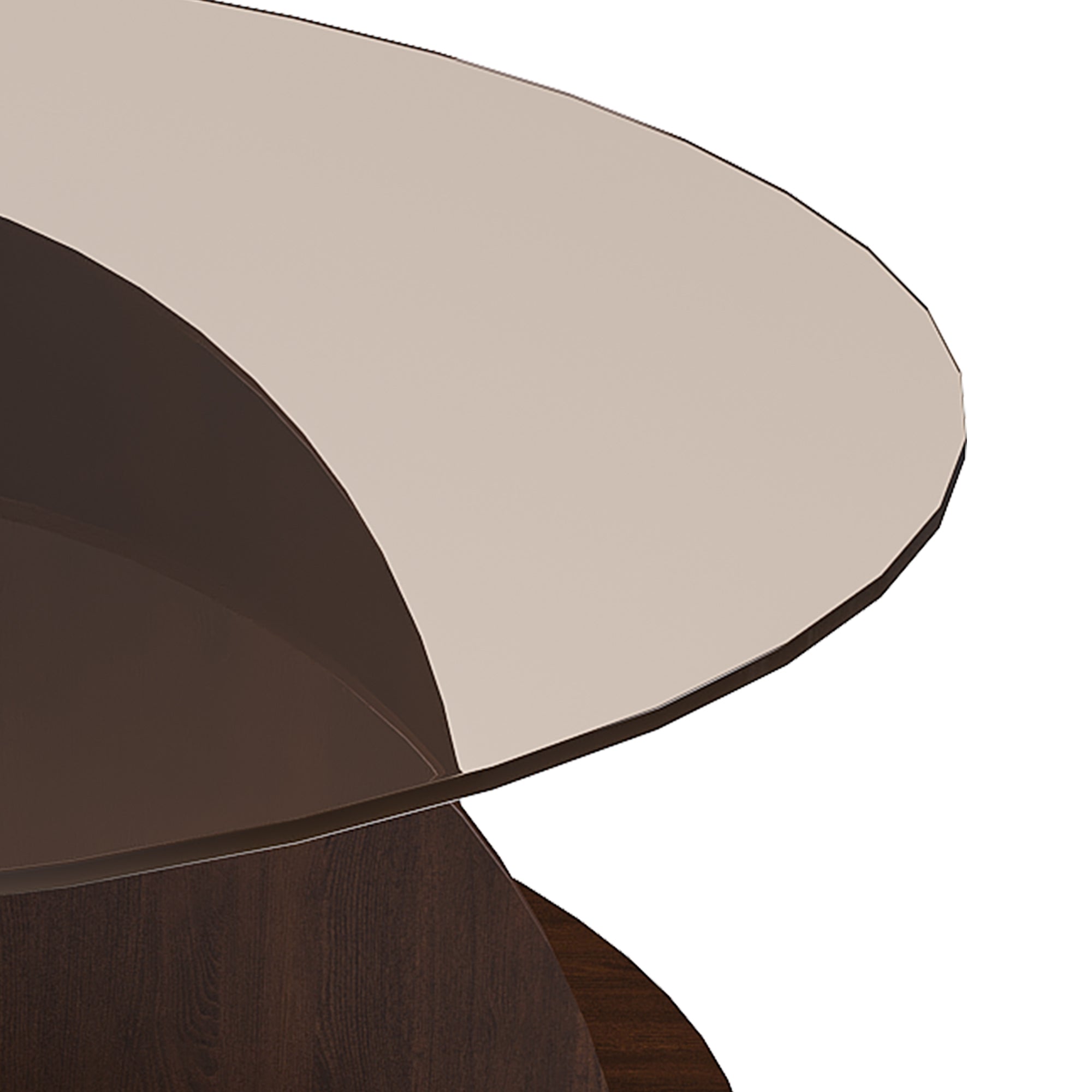 Round Coffee Table with Storage, 31.5 Inch Modern Farmhouse Center Table with Tempered Glass Top and Wooden MDF Frame in Walnut Brown for Living Room, Space-Saving Design Coffee Table