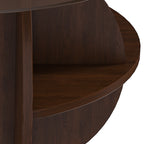 Round Coffee Table with Storage, 31.5 Inch Modern Farmhouse Center Table with Tempered Glass Top and Wooden MDF Frame in Walnut Brown for Living Room, Space-Saving Design Coffee Table