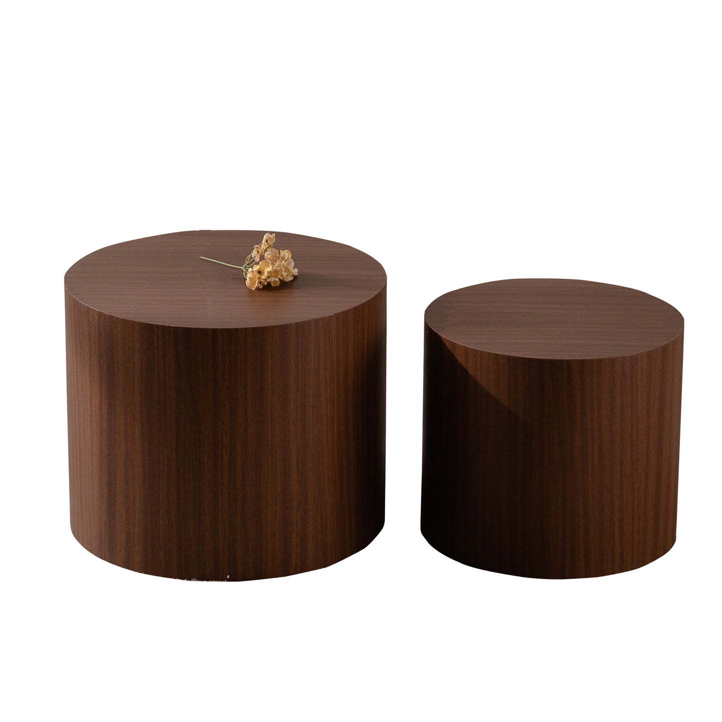 Nesting Coffee Table Set of 2 Round Wooden Coffee Tables Circle Modern Table for Small Space Living Room Bedroom Accent End Side Table