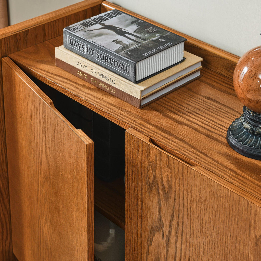 Modern Walnut Sideboard Buffet Cabinet With Storage.