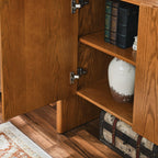 Modern Walnut Sideboard Buffet Cabinet With Storage.