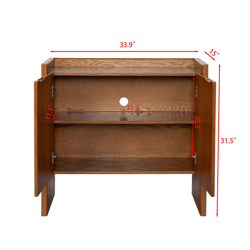 Modern Walnut Sideboard Buffet Cabinet With Storage.